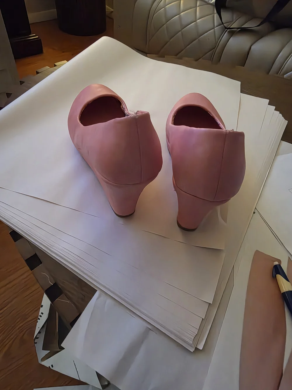 Women's Pink Suede Wedge Heels - Feminine Everyday Style